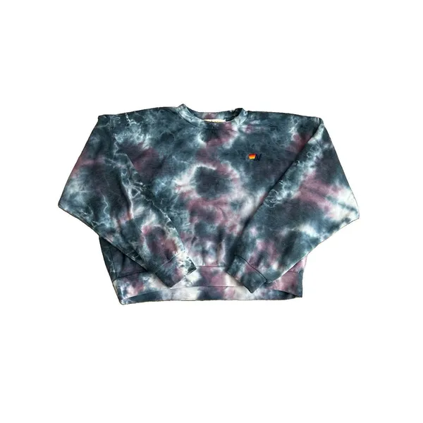 Aviator Nation Hand Dyed Tie Dye Sweatshirt Small Blue CrewNeck Relaxed Fit - Image 3