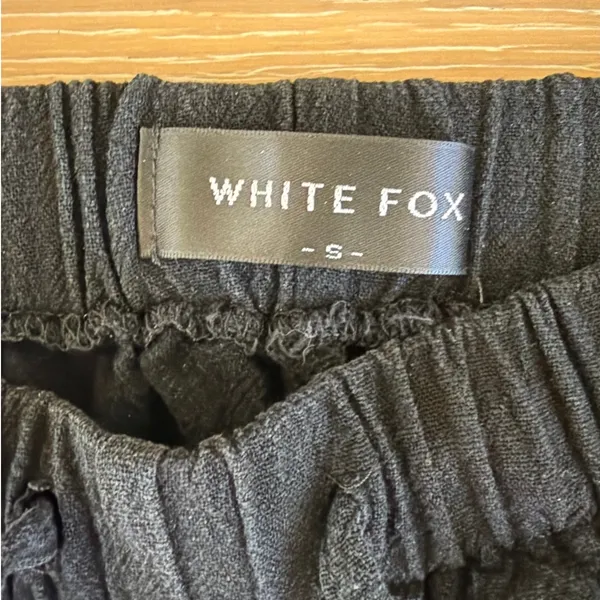 White Fox Pants Drawstring Waist Size XS Black - Image 2