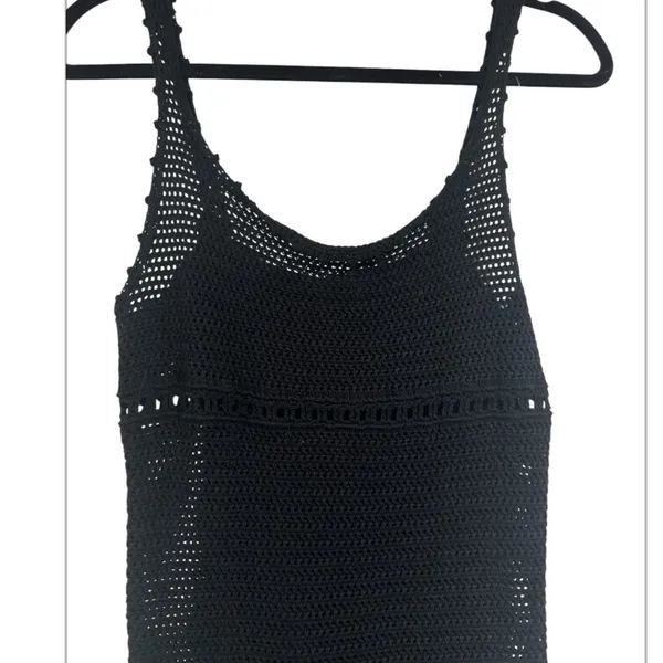 Wilfred black dress loose knit crochet small cotton maxi midi Aritzia - Image 2