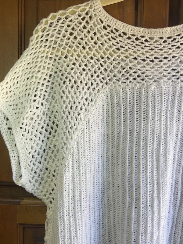 Dressbarn white Crochet Open Weave Short Sleeve Sweater Top XL New - Image 8