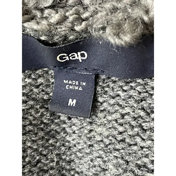 GAP 100% Wool Faux Shearling Collar Button Front Cardigan Gray Size Medium - Image 10