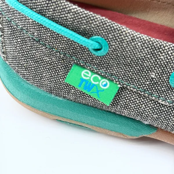Twisted X EcoTWX Driving Moc WDM0085 Gray Teal Canvas Boat‎ Shoes Womens 7M - Image 5