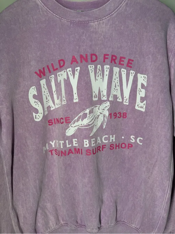 Tsunami Surf Shop Sea‎ Turtle Myrtle Beach Graphic Crewneck Sweatshirt Coastal - Image 2
