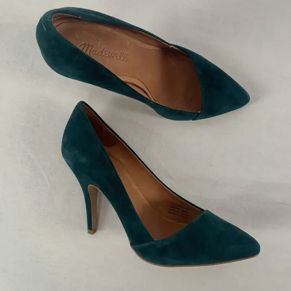 Madewell The Mira Suede‎ Point Toe Heels in Green Size 6 - Image 2