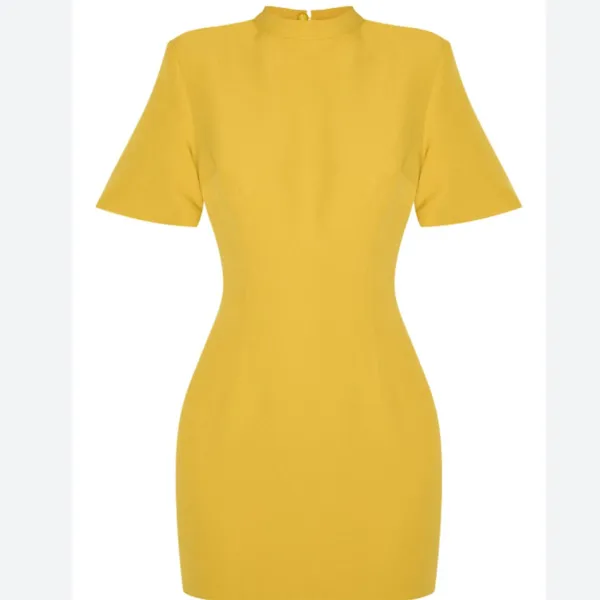 Pretty Little Thing NWT OLIVE WOVEN CINCHED BACKLESS MINI DRESS - Image 3