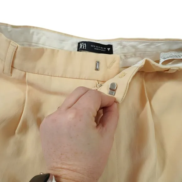Zara Size 26 Cream High Waisted Wide Leg Pleated Trousers‎ Contemporary Chic - Image 6