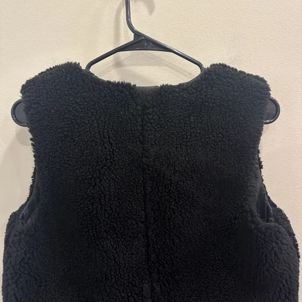 Madewell Black Faux Shearling Sherpa Vest Small Apres Ski Boho Cozycore Hygge‎ - Image 6