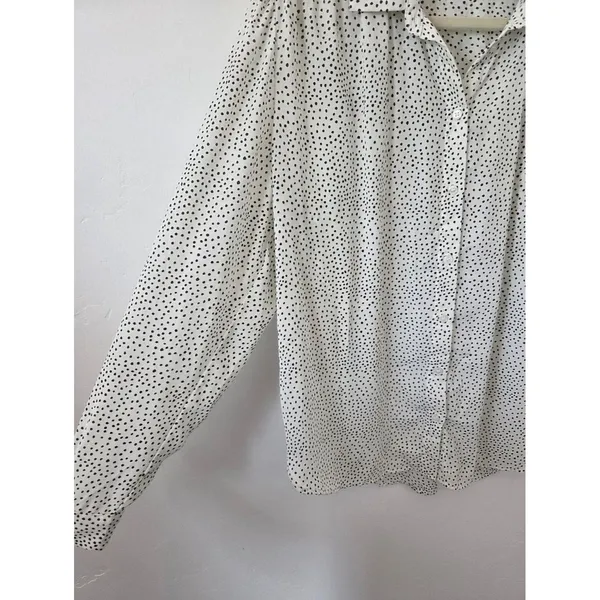 H&M Polka Dot Spotted Blouse Top White Black Twee Office Preppy Effortless M 10 - Image 3