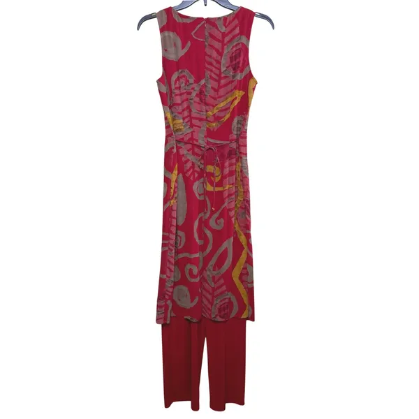 Joseph Ribkoff Jumpsuit Women Size 6 Abstract Layered Overlay‎ Sleeveless Unique - Image 2