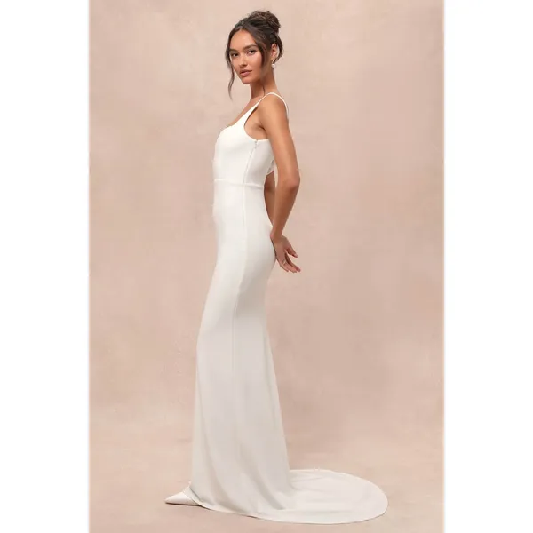 NWT Lulus Regal Classic White Sleeveless Twist-Back Maxi Dress Bridal Wedding S - Image 10