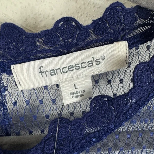 Francesca's Navy Blue‎ Lace Mesh Sheer Yoke Mini Dress NWT Size Large - Image 9