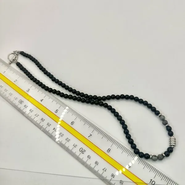 Picasso Jasper and obsidian beaded necklace Black - Image 6