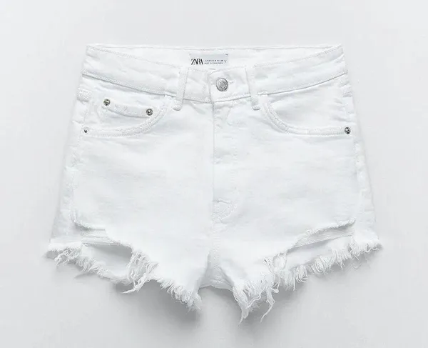 ZARA White Denim Shorts - Image 2