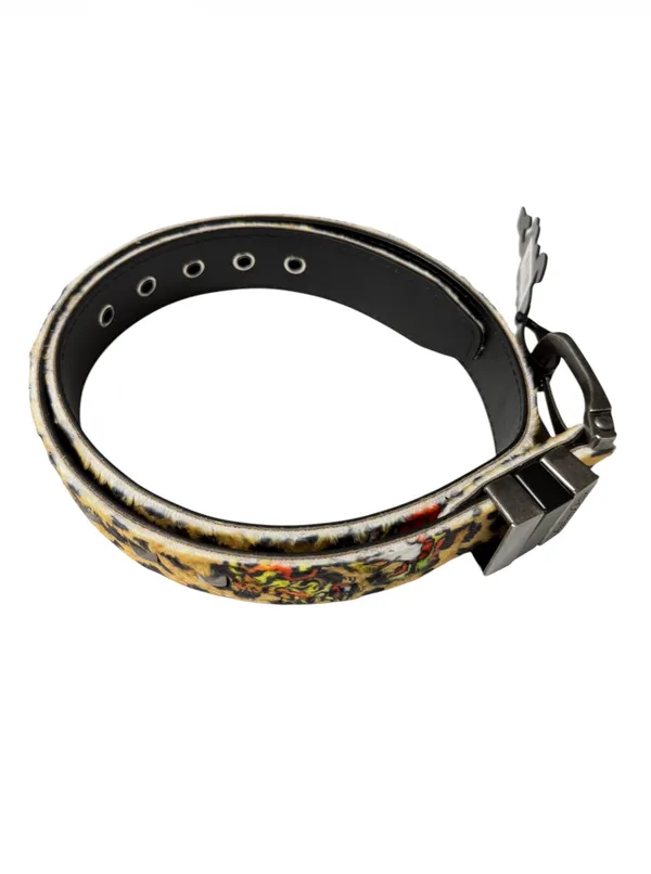 NWT Ed Hardy Fur Leopard Tiger Print Studded Belt Y2K Size 36 - Image 3