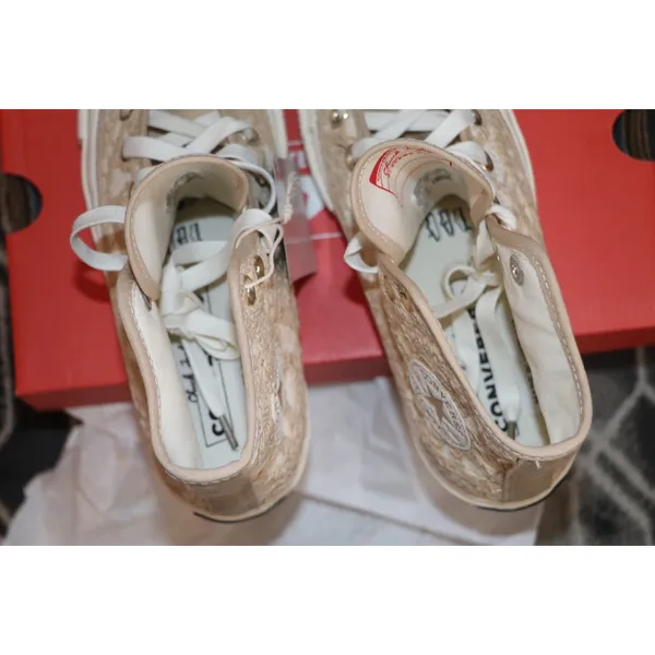 Converse Crochet Off-White & Beige Chuck 70 Hi Sneakers - Image 7