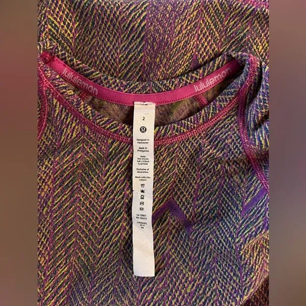 Lululemon Swiftly Tech Long Sleeve 2.0 Chevron Herringbone Magenta Purple Size 2 - Image 8