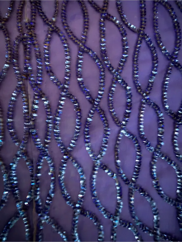 Laurence Kazar Beaded Cobalt Blue Midi Dress Silk Size Small 80’s Party Dynasty - Image 4
