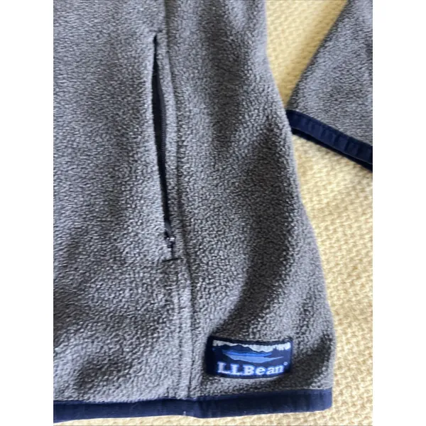 LL Bean Jacket Woman’s SP Grey Fleece Windblock Full Zip USA Made - Image 2