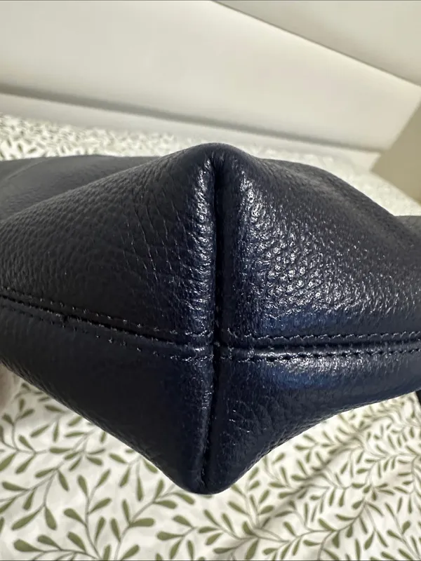 Coach Navy Pebbled Leather Shoulder Bag with Long Strap - Image 8