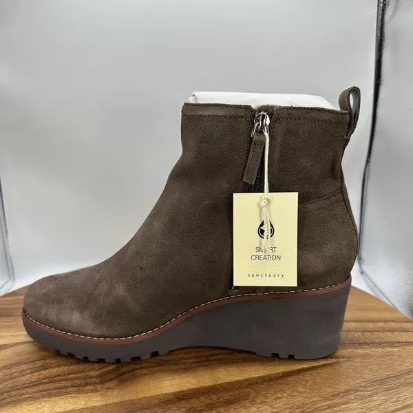 Sanctuary Engage Wedge Ankle Boots Java Dark‎ Brown Suede Casual Women's 11M - Image 6