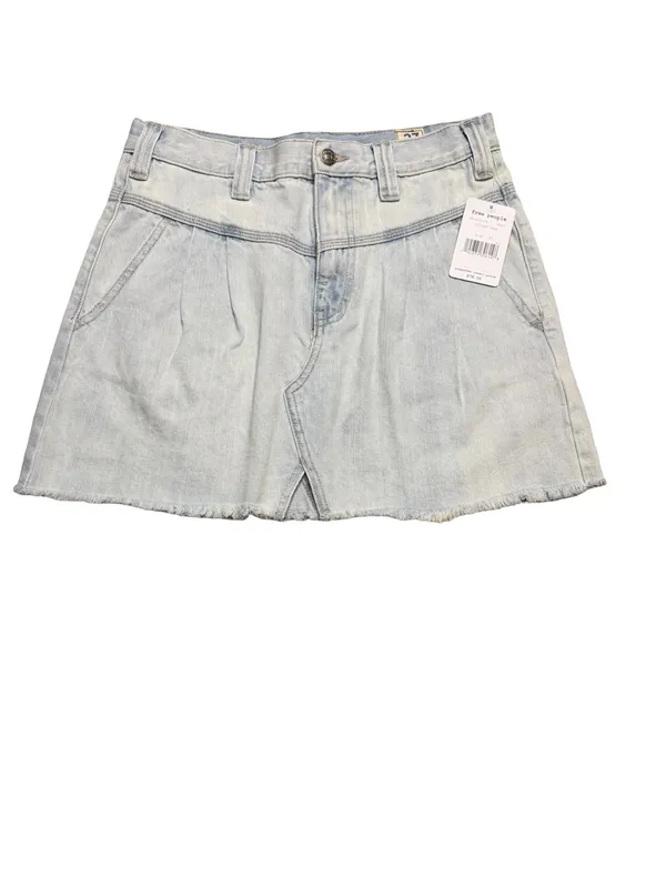 ✨ Free People Silver Lake Denim Mini Skirt Size 27 Light Wash Raw Hem‎ NWT ✨ - Image 2