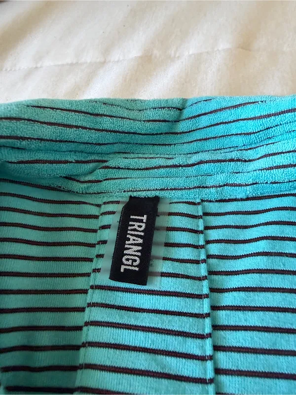 triangl swimwear Turquoise and Black Striped Swim Coverup top - Image 4
