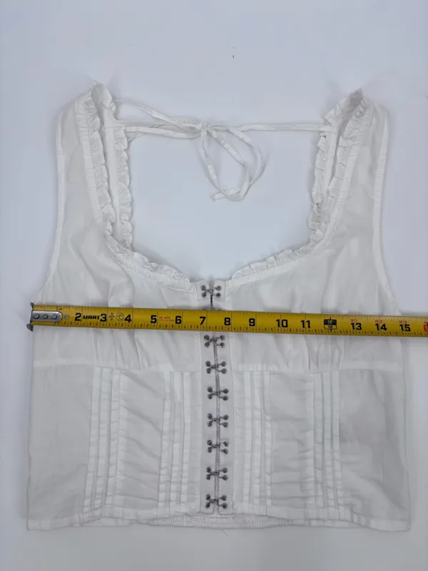 Free People White Hook-and-Eye Ruffle-Trim Crop Camisole - Image 9