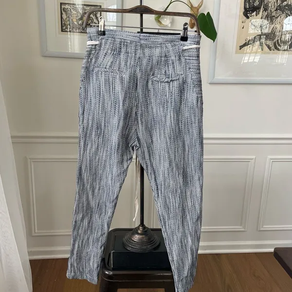 Free People Blue Stripe Taper Pants Tie Waist 4 - Image 2