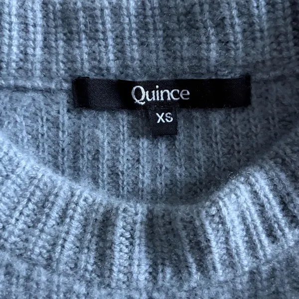 Quince Mongolian Cashmere Ribbed Crewneck Sweater Blue Gray XS SHWDC01 - Image 3