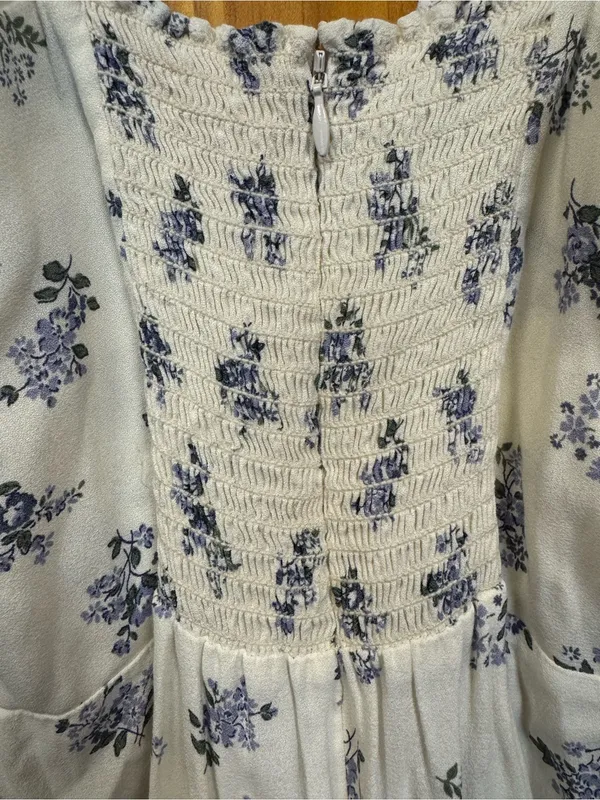 Reformation Posie Midi Dress Theresa Print Blue White Floral Size 8 EUC - Image 7