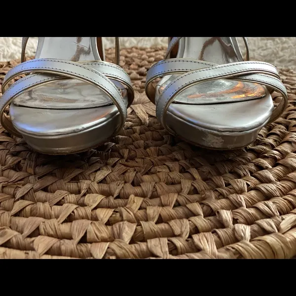Badgley Mischka Silver Strappy Sandals - Image 3