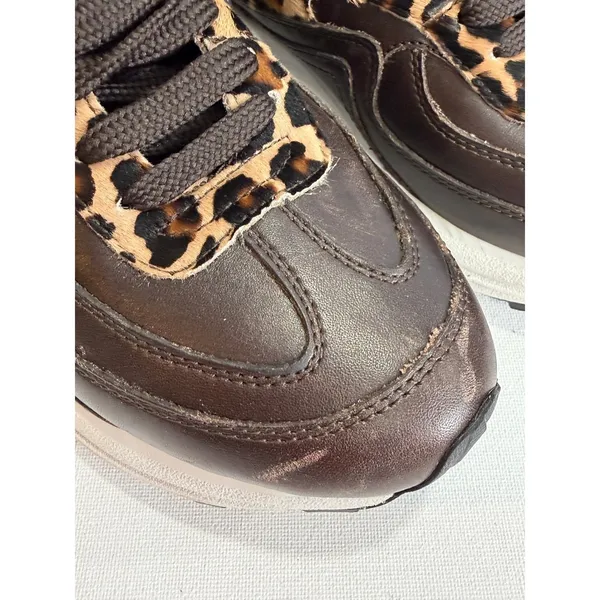 BOEMOS Leather Leopard Sneakers Vibram Sole‎ Made in Italy Womens 37 Pony Hair - Image 6
