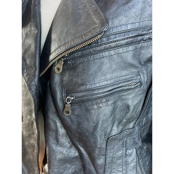 Vintage Boutique Europa Black Leather Motorcycle Jacket Size XL X-Large - Image 5