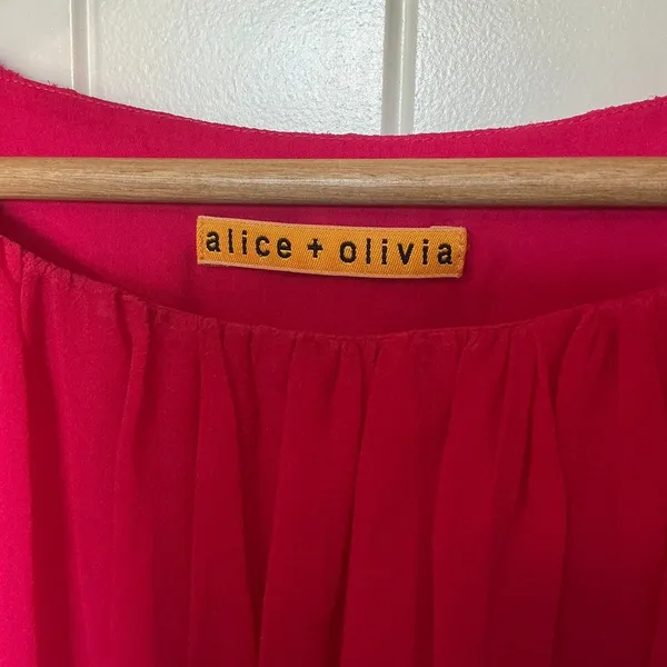 Alice + Olivia Chiffon Silk Mini Dress Small/Medium Hot Pink - Image 2