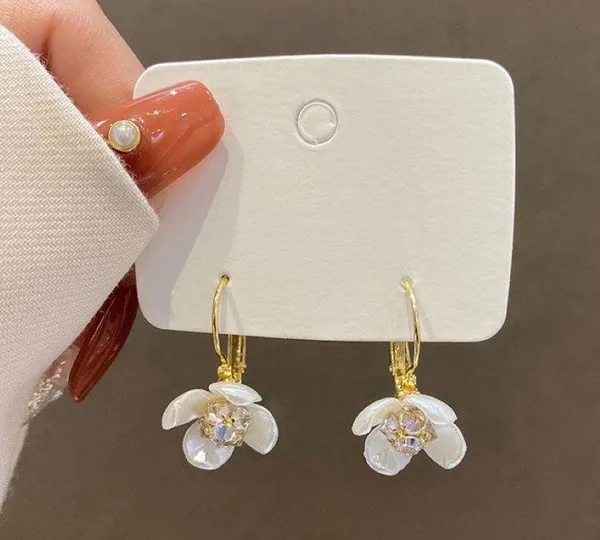 Flower Dangle Drop Earrings for Women Gold - Image 3