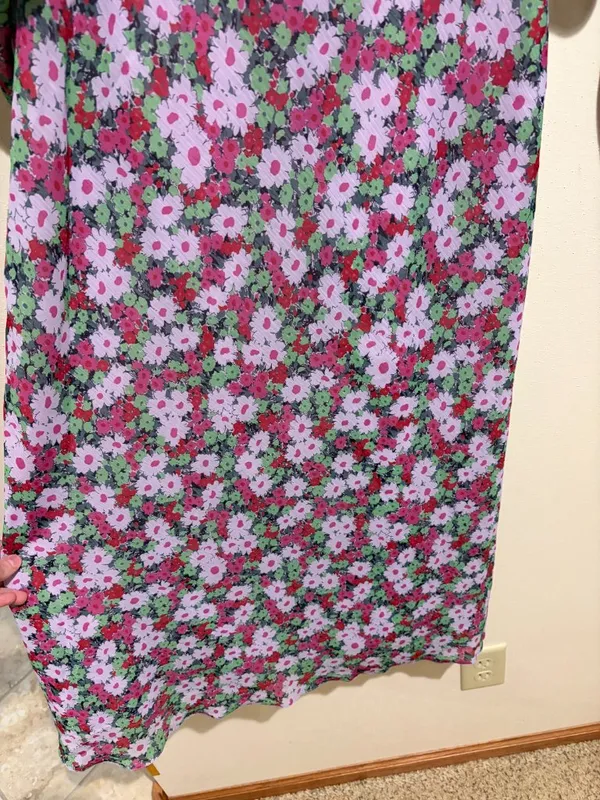 ASOS Design V Neck Batwing Floral Midi Dress Long Sleeve - Image 9