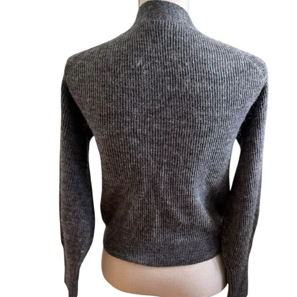Quince Baby Alpaca-Wool Cropped Cardigan Sweater Charcoal Gray XS - Image 3