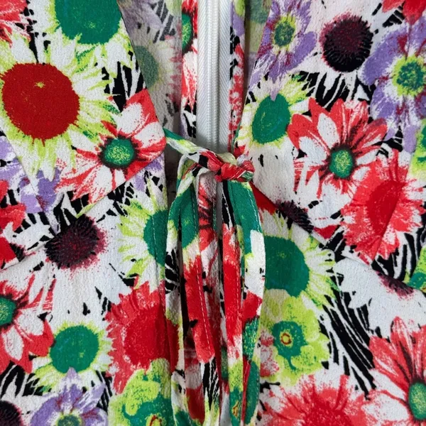 AFRM Red Green Floral Mini Dress Womens S Boho Spring Colorful Flirty Night Out - Image 11