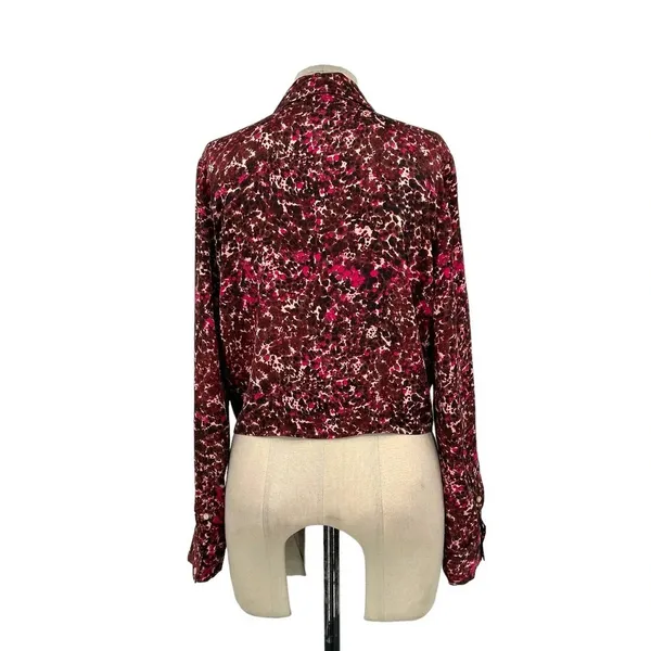Aritzia Wilfred Silky Tie-Front Blouse Ptna Brown/E.‎ Fuchsia Size Medium - Image 7