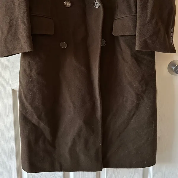 Chaps by Ralph Lauren Women’s Chocolate Brown Wool Overcoat, Size Medium - Image 3