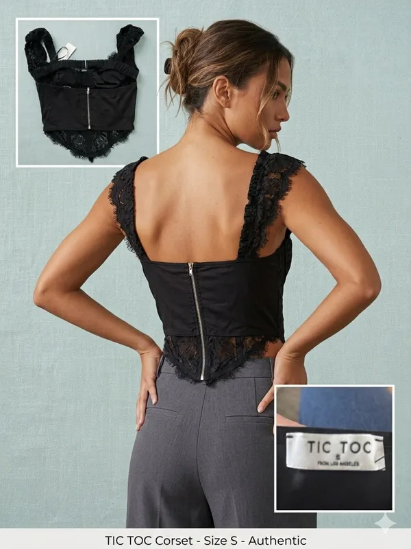 TIC TOC Black Lace Corset Camisole Top - Image 2