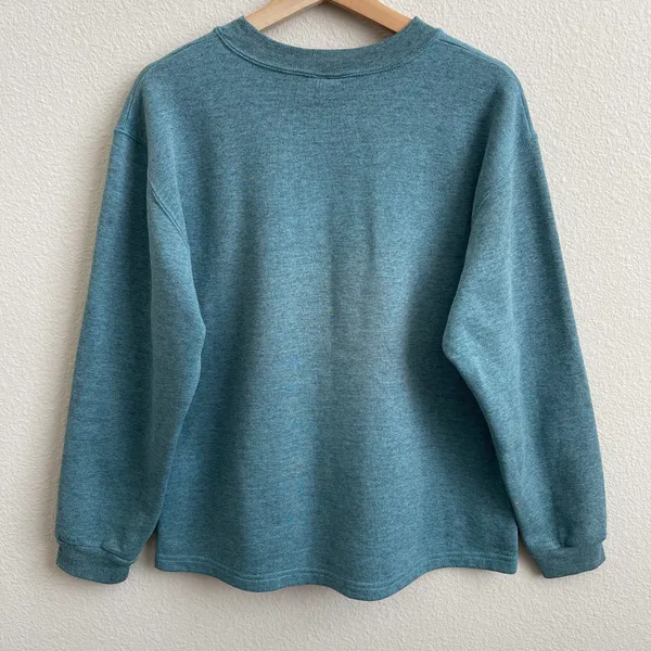 Vintage 90s Blue Yosemite Embroidered Wolf Mountain Crewneck Pullover Sweatshirt - Image 10