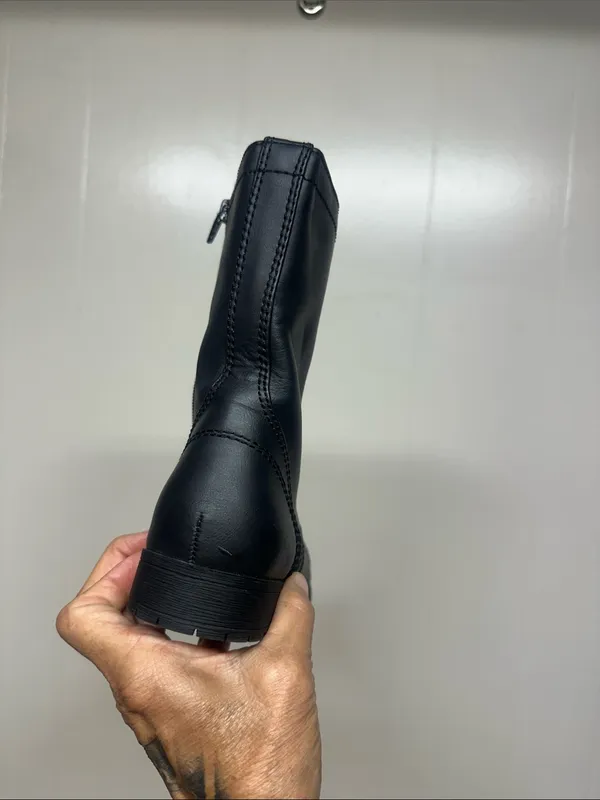 Time and Tru Black Lace-Up Side-Zip Combat Boots - Image 3