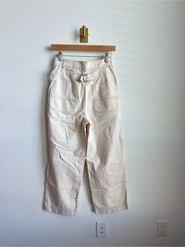 Free People Sunday Skies Wide Leg Sailor Pants NWT Size 2 Natural Cotton - Image 6