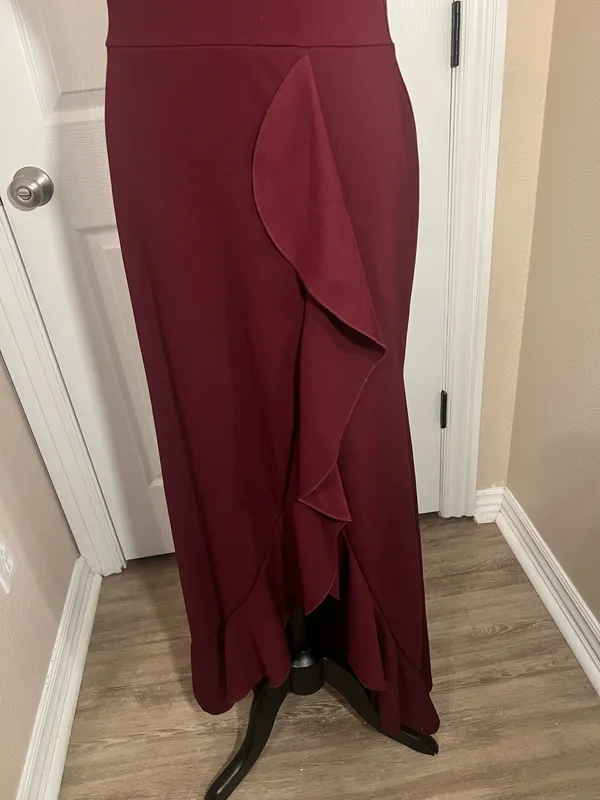 Sexy burgundy evening cocktail dress - Image 5