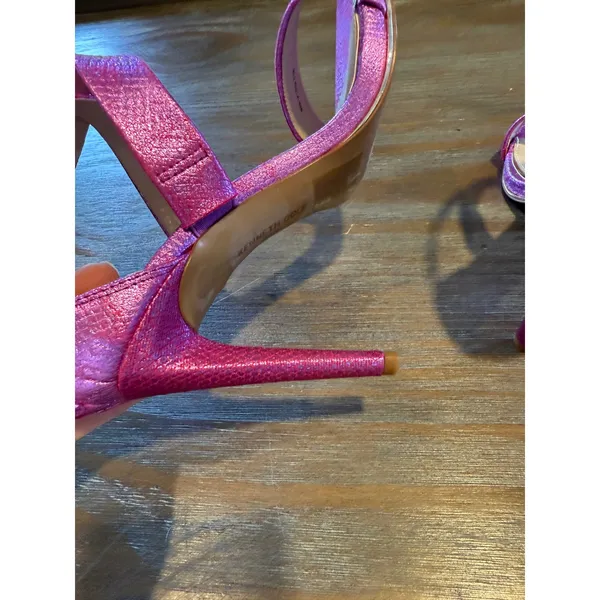 Kenneth Cole‎ Brooke Cross Metallic Purple Snake Heels 6.5 | Strappy Stiletto - Image 11
