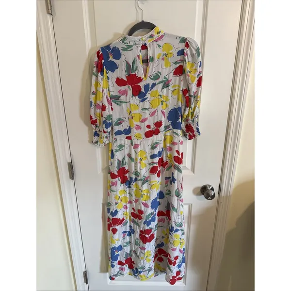 Rixo Target Floral Cascade Ruffle Artsy Maxi Dress Mock Neck Size 6 - Image 4