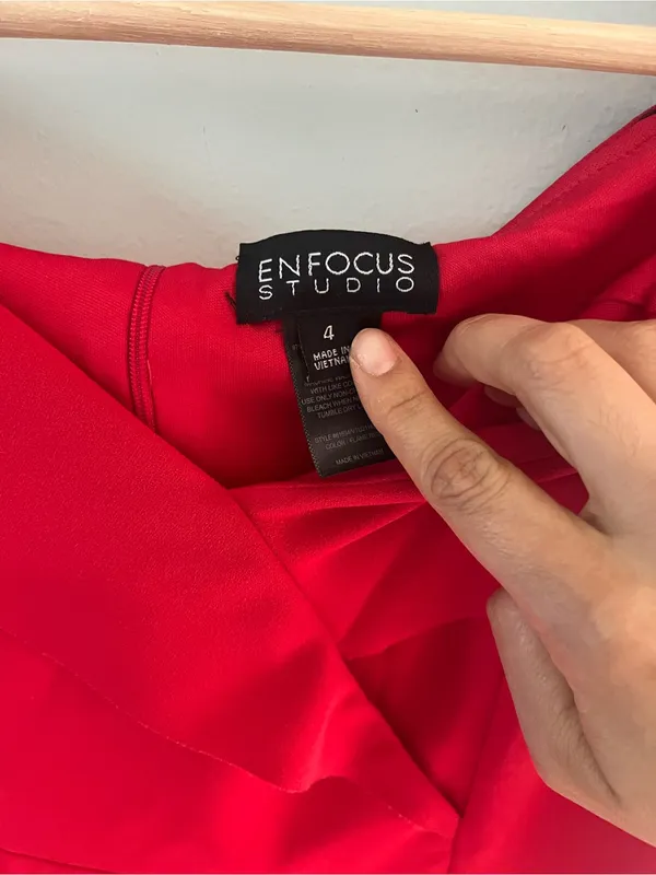 Enfocus Studio Red Shoulders off Ruffle Sheath Dress - Image 3