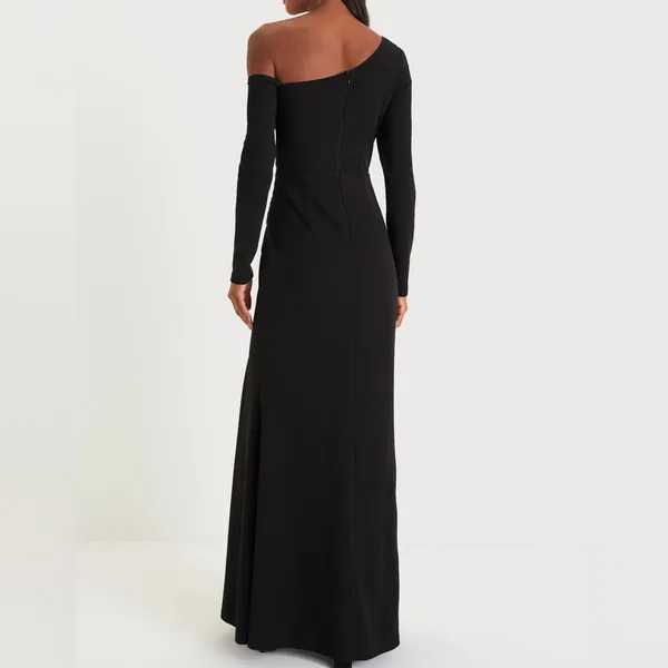 Lulus Black‎ Elegant Sensation Asymmetrical Pleated Maxi Dress Size XL - Image 4