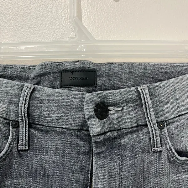 Mother Looker Ankle Fray Skinny‎ Jeans Sz 28 All Nighter Premium Denim Gray - Image 9